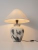 Lampka stołowa nocna biały abażur podstawa ceramiczna dekoracyjna na komodę Luces Exclusivas